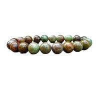 LKBEADS Bracciale elastico con perle di opale verde africano naturale da 8 mm a taglio liscio, forma rotonda, multicolore, lunghezza 7 pollici, ideale come regalo unisex e portafortuna |L_STBC_00151