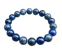 LKBEADS Bracciale elastico con perle di sodalite africana naturale da 10 mm a taglio liscio, forma rotonda, colore blu, lunghezza 7 pollici, |L_STBC_00166_6.5