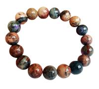 LKBEADS Bracciale elastico con perle di sugilite africana naturale da 10 mm a taglio liscio, forma rotonda, multicolore, lunghezza 7 pollici, ideale come regalo unisex e portafortuna |L_STBC_00172