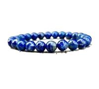 LKBEADS Bracciale elastico con perle di verdite blu africana naturale da 8 mm a taglio liscio, forma rotonda, colore blu, lunghezza 7 pollici, ideale come regalo unisex e portafortuna |L_STBC_00147_7
