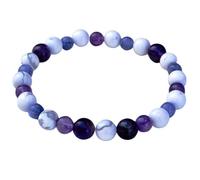 LKBEADS Bracciale elastico con perle lisce di ametista naturale, howlite e acquamarina da 6-8 mm, forma rotonda, multicolore, lunghezza 7 pollici, ideale come regalo unisex | L_STBC_00310_8