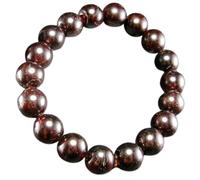 LKBEADS Bracciale elastico con perle lisce di granato almandino naturale da 10 mm, forma rotonda, colore rosso, lunghezza 7 pollici, ideale come regalo unisex per la e come portafortuna |L_STBC_00231