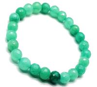 LKBEADS Bracciale elastico con perle sfaccettate di amazzonite naturale da 8 mm, forma rotonda, colore blu, lunghezza 7 pollici, ideale come regalo unisex e portafortuna |L_STBC_00265_8