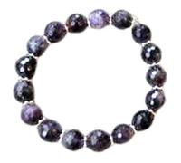 LKBEADS Bracciale elastico con perle sfaccettate di ametista naturale da 10 mm, forma rotonda, colore viola, lunghezza 7 pollici, ideale come regalo unisex per la e come portafortuna |L_STBC_00334