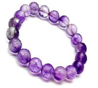 LKBEADS Bracciale elastico con perle sfaccettate di ametista rosa africana naturale da 10 mm, forma rotonda, colore rosa, lunghezza 7 pollici, ideale come regalo unisex e portafortuna |L_STBC_00160_7