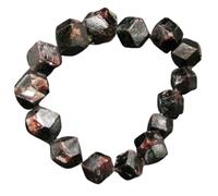 LKBEADS Bracciale elastico con perle sfaccettate di granato almandino naturale da 12 mm, forma burattata, colore rosso, lunghezza 7 pollici, ideale come regalo unisex e portafortuna |L_STBC_00233_6.5
