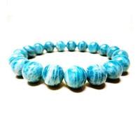 LKBEADS Bracciale elastico con perline di amazzonite naturale da 10 mm a taglio liscio, pietra preziosa di forma rotonda, multicolore, lunghezza 7 pollici, per la e portafortuna |L_STBC_00236_7.5