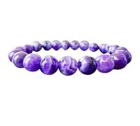 LKBEADS Bracciale elastico con perline di ametista naturale da 10 mm a taglio liscio, pietra preziosa di forma rotonda, multicolore, lunghezza 7 pollici, per la e portafortuna |L_STBC_00327_7.5