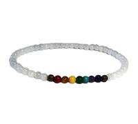 LKBEADS Bracciale elastico con perline lisce da 6 mm in giada bianca e 7 chakra naturali, forma rotonda, multicolore, lunghezza 7 pollici, ideale come regalo unisex e portafortuna |L_STBC_00117_8