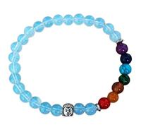 LKBEADS Bracciale elastico con perline lisce da 8 mm con pietre preziose naturali dei 7 chakra e pietra di luna arcobaleno, forma rotonda, multicolore, lunghezza 7 pollici, | L_STBC_00091_7.5