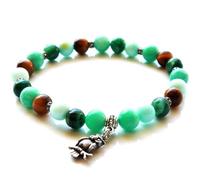 LKBEADS Bracciale elastico con perline lisce da 8 mm in amazzonite naturale, occhio di tigre, opale e avventurina, forma rotonda, multicolore, lunghezza 7 pollici | L_STBC_00284_7.5