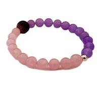 LKBEADS Bracciale elastico con perline lisce di ametista naturale e quarzo rosa da 6 mm, forma rotonda, multicolore, lunghezza 7 pollici, ideale come regalo unisex e portafortuna |L_STBC_00495_7.5