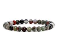 LKBEADS Bracciale elastico con perline lisce di eliotropio africano naturale da 8 mm, forma rotonda, multicolore, lunghezza 7 pollici, ideale come regalo unisex e portafortuna |L_STBC_00146_7