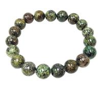 LKBEADS Bracciale elastico con perline lisce di turchese africano naturale da 10 mm, forma rotonda, multicolore, lunghezza 7 pollici, ideale come regalo unisex e portafortuna |L_STBC_00180_7