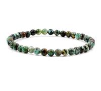 LKBEADS Bracciale elastico con perline lisce di turchese africano naturale da 6 mm, forma rotonda, multicolore, lunghezza 7 pollici, ideale come regalo unisex e portafortuna |L_STBC_00191_7