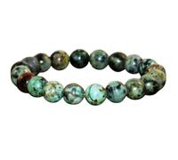 LKBEADS Bracciale elastico con perline lisce di turchese africano naturale da 8 mm, forma rotonda, multicolore, lunghezza 7 pollici, ideale come regalo unisex e portafortuna |L_STBC_00198_8