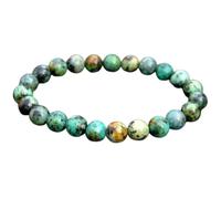 LKBEADS Bracciale elastico con perline lisce di turchese africano naturale da 8 mm, forma rotonda, multicolore, lunghezza 7 pollici, ideale come regalo unisex e portafortuna |L_STBC_00196_7.5