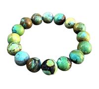 LKBEADS Bracciale elastico con perline lisce di turchese americano naturale a ragnatela da 14 mm, forma rotonda, multicolore, lunghezza 7 pollici, ideale come regalo unisex | L_STBC_00307_7
