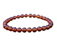 LKBEADS Bracciale elastico con perline lisce in ambra naturale da 6 mm, forma rotonda, colore rosso, lunghezza 7 pollici, ideale come regalo unisex per la meditazione e portafortuna |L_STBC_00302_8