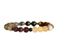 LKBEADS Bracciale elastico con perline naturali a taglio liscio da 8 mm con 7 chakra, forma rotonda, multicolore, lunghezza 7 pollici, ideale come regalo unisex per la e portafortuna |L_STBC_00011_7