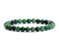 LKBEADS Bracciale elastico in serpentino africano naturale con perle lisce da 6 mm, forma rotonda, colore verde, lunghezza 7 pollici, ideale come regalo unisex e portafortuna |L_STBC_00163_8
