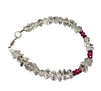 LKBEADS Bracciale Herkimer con diamanti e rubini da 3-8 mm, perline rondelle e sfaccettate a forma di fantasia, chiusura placcata in argento da 7 pollici, per uomo e donna | LK_STACK_07836