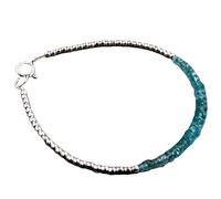 LKBEADS Bracciale in apatite blu da 2-4 mm con perline a taglio sfaccettato a forma di rondella, chiusura placcata in argento da 7 pollici per uomo e donna | LK_STACK_01368