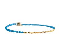 LKBEADS Bracciale in apatite blu da 2 mm con perline sfaccettate rotonde, chiusura placcata in oro da 7 pollici per uomo e donna | LK_STACK_01391