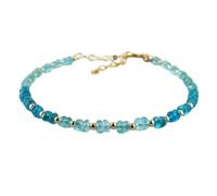 LKBEADS Bracciale in apatite blu neon da 3 mm con perline a forma di rondella e taglio liscio, chiusura placcata in oro regolabile da 7 pollici per uomo e donna | LK_STACK_05159