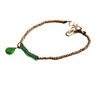 LKBEADS Bracciale in apatite con perline sfaccettate a forma di rondella da 3 mm e onice verde, chiusura regolabile placcata in oro da 7 pollici, per uomo e donna | LK_STACK_06909