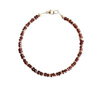 LKBEADS Bracciale in granato del Mozambico da 3 mm con perline a rondella e taglio sfaccettato, chiusura placcata in oro da 7 pollici per uomo e donna | LK_STACK_04773