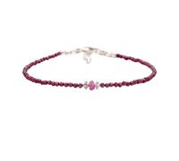 LKBEADS Bracciale in granato rodonite con perle sfaccettate a forma di rondella da 2-3 mm in zaffiro rosa, chiusura regolabile placcata in argento da 7 pollici, per uomo e donna | LK_STACK_08527
