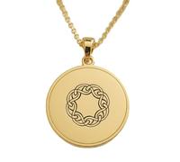 LKBEADS Celtic Knot Engraving Pendant Necklace Round Shape Made In 925 Sterling Silver Gold Plated Charm With 18 "Cable Chain Handmade Jewelry For Men Women |LKD_EGP_00838