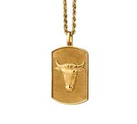 LKBEADS Ciondolo a forma di teschio di toro Longhorn |LK_NLC_00446 | Collana con rettangolare western placcato oro, 30 x 19 mm, con catena a maglia da 45 cm, stile ranch sud-occidentale