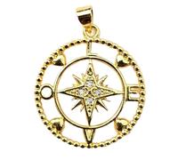 LKBEADS ciondolo bussola dell'amore | realizzato in acciaio inossidabile | placcato oro, 25 mm | disco di gioielli vichinghi, ciondolo ispirato all'amore per la navigazione | LK_CHP_0186_w