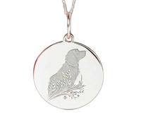 LKBEADS Ciondolo rotondo con incisione di un Golden Retriever|LK_NLC_02415 | Collana con ciondolo a catena da 45 cm, medaglione a disco da 24 mm, spessore 15 mm, ritratto di animale per amanti dei cani.
