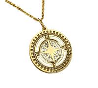 LKBEADS Collana argento sterling 925 22-24 mm catena 18 pollici bussola placcata minimalista gioielli viaggio con simbolo di direzione per donne o uomini placcatura oro |LKRPG_02315