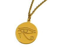 LKBEADS Collana argento sterling 925 22-26 mm catena 18 pollici occhio Horus - amuleto protezione egizio ciondolo con simbolo antico spirituale lui o lei gioielli unisex placcatura oro |LKRPG_02029