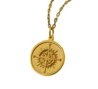 LKBEADS Collana argento sterling 925 22 mm catena 18 pollici bussola - ciondolo simbolico di direzione e resilienza viaggio spirituale incisione gratuita gioielli placcati oro |LKRPG_01627