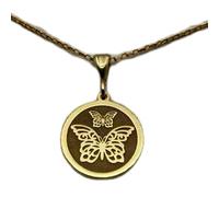 LKBEADS Collana argento sterling 925 22 mm catena 18 pollici ciondolo a forma farfalla con incisione un piccolo insetto, animale, anniversario placcatura oro |LKRPG_01826