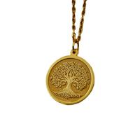 LKBEADS Collana argento sterling 925 22 mm catena 18 pollici ciondolo con albero vita radici celtiche famiglia gioielli spirituali naturali simbolico per le donne placcatura oro |LKRPG_01615