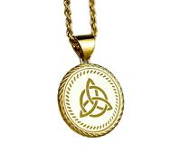 LKBEADS Collana argento sterling 925 22 mm catena 18 pollici ciondolo con corda dell'eternità medaglia dell'amore per cristiani medaglione della Santissima Trinità gioielli placcatura oro|LKRPG_00334