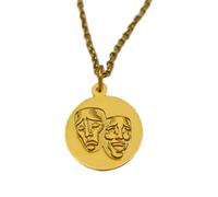 LKBEADS Collana argento sterling 925 22 mm catena 18 pollici ciondolo con maschera teatrale - ridi ora piangi dopo attore o per lui incisione gratuita placcati oro |LKRPG_01953