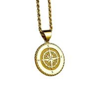 LKBEADS Collana argento sterling 925 22 mm catena 18 pollici ciondolo e stella polare gioielli celestiali simbolo di direzione per viaggiatori medaglia placcatura oro|LKRPG_00403