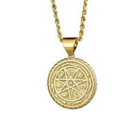 LKBEADS Collana argento sterling 925 22 mm catena 18 pollici Dracula gioielli horror gotici con vampiro Nosferatu medaglia amuleto protettivo placcatura oro|LKRPG_00399