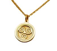 LKBEADS Collana argento sterling 925 22 mm catena 18 pollici - gioielli con simbolo celtico a spirale antico, spirituale, unico placcatura oro |LKRPG_01912