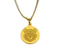 LKBEADS Collana argento sterling 925 22 mm catena 18 pollici mandala testa d'orso - amante degli animali ciondolo orso simbolo forza e spirito per gli amanti della natura placcatura oro |LKRPG_01945