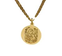 LKBEADS Collana argento sterling 925 22 mm catena 18 pollici Maria e Gesù - icona religiosa, gioielli cristiani spirituale della fede fatto a mano per la mamma placcatura oro |LKRPG_01932