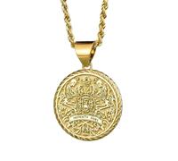 LKBEADS Collana argento sterling 925 22 mm catena 18 pollici memento mori amuleto gotico che ricorda la morte gioielli stoici medaglione simbolo di mortalità teschio placcatura oro|LKRPG_00390