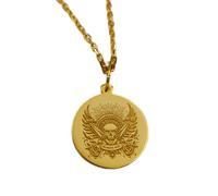 LKBEADS Collana argento sterling 925 22 mm catena 18 pollici teschio - memento mori che ricordano la morte simbolico placcati oro |LKRPG_01697